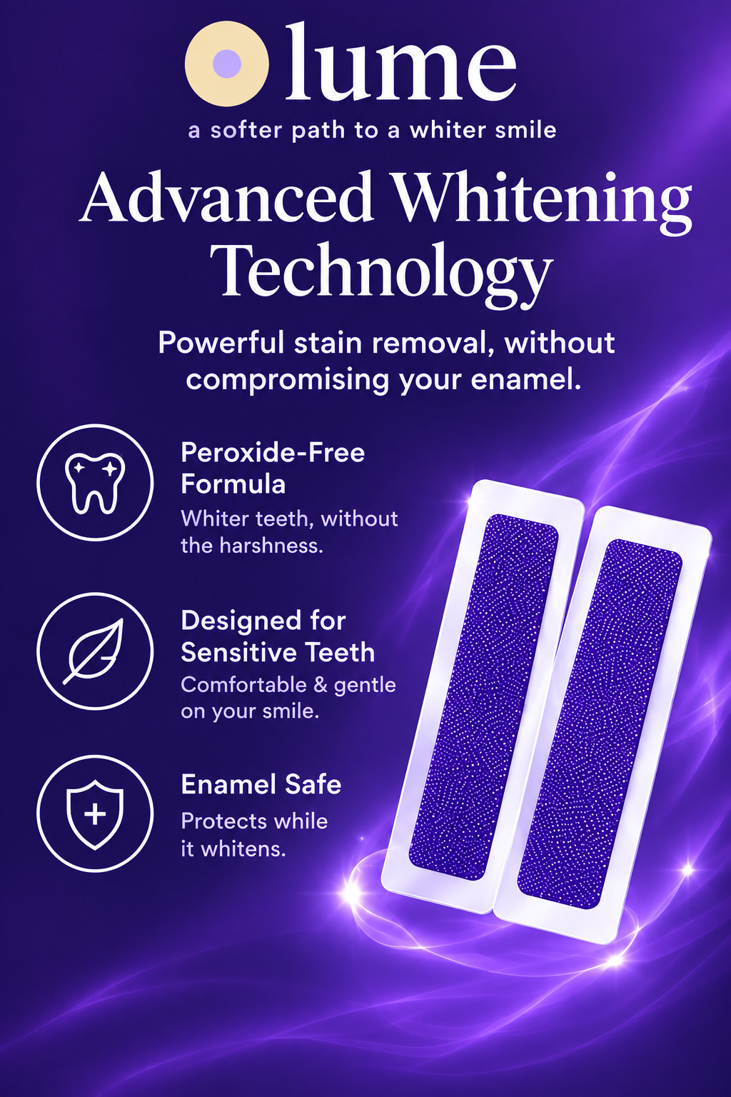 Purple Teeth Whitening Strips, Peroxide-free strips, made for real, everyday routines.